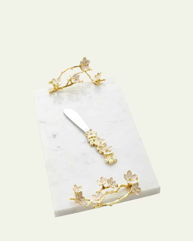 Cherry Blossom Small Cheese Board w/ Knife